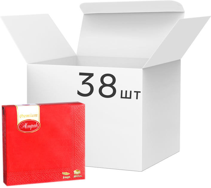 Упаковка салфеток Alsupak Premium 2 слоя 33х33 см Красных 20+1 шт х 38 ...