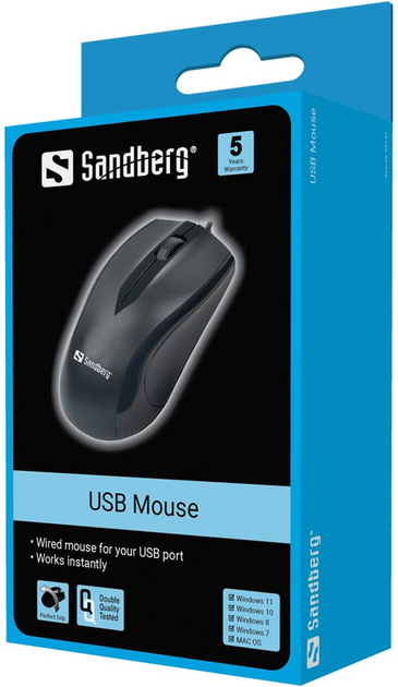 Mysz Sandberg Mouse USB Black (631-01) - obraz 2