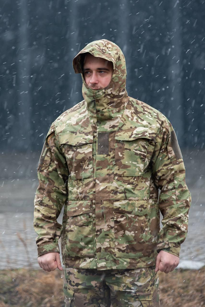 Мужская Куртка с капюшном и сетчатой подкладкой / Водонепроницаемая Парка рип-стоп мультикам S - изображение 2