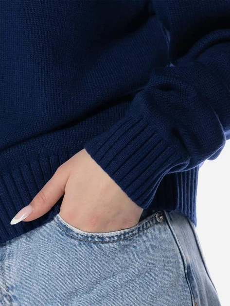 Светр в'язаний зимовий теплий оверсайз жіночий Adidas Premium Essentials Knit Jumper W "Dark Blue" IM3825 M Темно-синий (4066763107789) - зображення 4