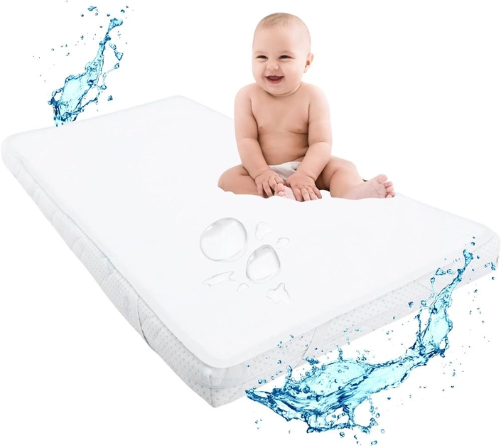 Акция на Наматрацник водонепроникний дитячий у ліжечко PAPAELLA з резинками по кутках 60х120 см от Rozetka
