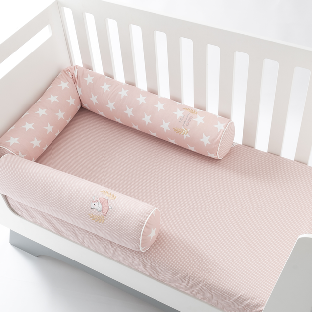 Защита валик в кроватку для новорожденных Star: валик-конфетка, плед-конверт, простынь без резинки