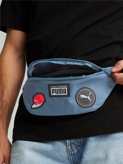 Сумка на пояс бананка тканинна Puma Patch Waist Bag 7919502 Блакитна (4065449747271) - зображення 2