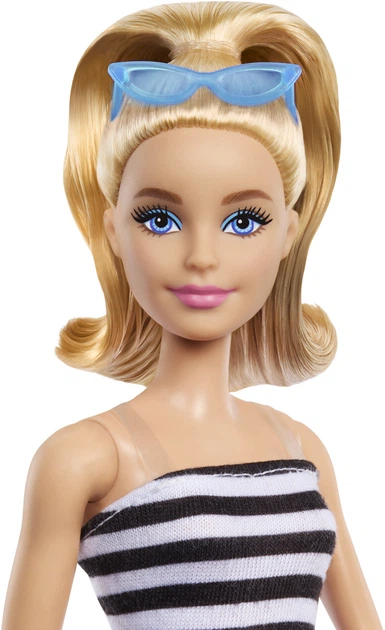 Lalka Mattel Barbie Fashionistas Doll nr 213 Blondynka w czarno-białym topie, 65. rocznica (HRH11) - obraz 2