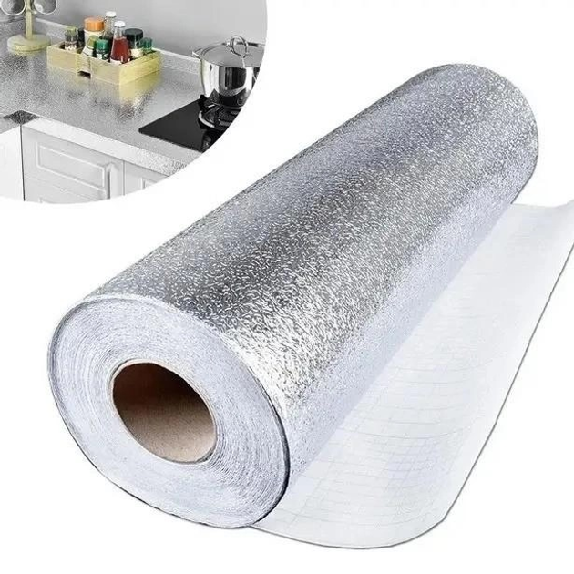 Самоклеящаяся алюминиевая фольга для кухонных поверхностей маслостойкая жиронепроницаемая пленка для стола шкафа стены UKC 5м - изображение 3