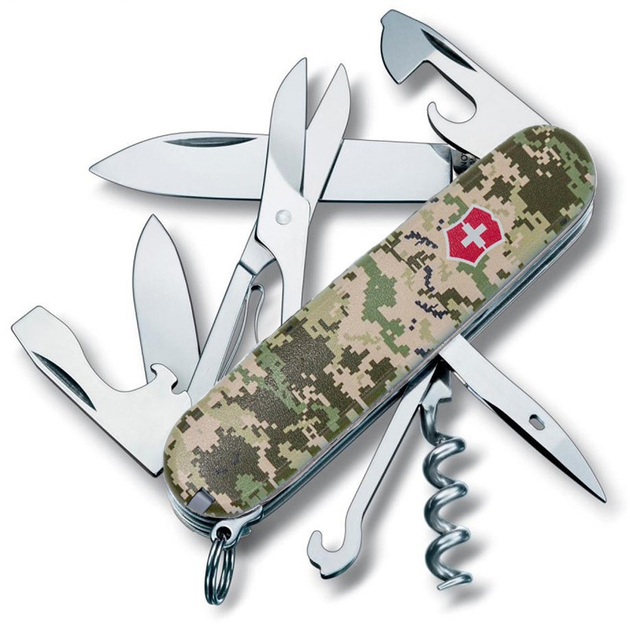 Складной нож Victorinox CLIMBER ARMY Пиксель с крас. лого 1.3703.3.W3941p - изображение 2