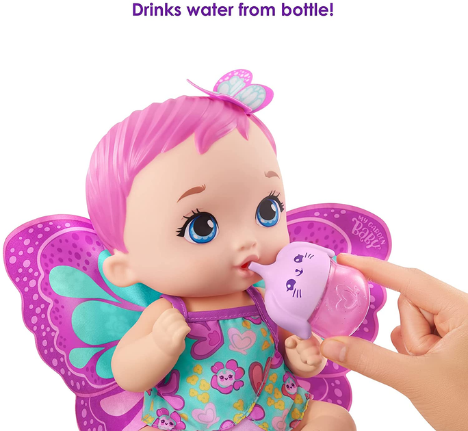 Пупс Mattel My Garden Baby Feed and change Рожеві крильця 34 см (0887961977745) - зображення 3