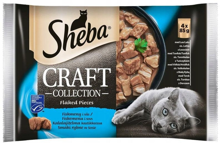 Вологий корм для котів Sheba Craft Collection рибні смаки 4 х 85 г (5900951278280) - зображення 1