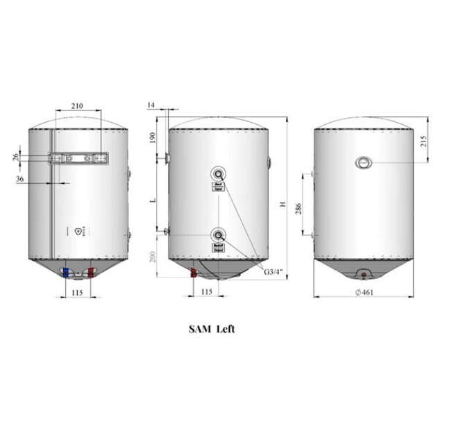 Бойлер комбінований накопичувальний WHP Sam 80 Left - изображение 2