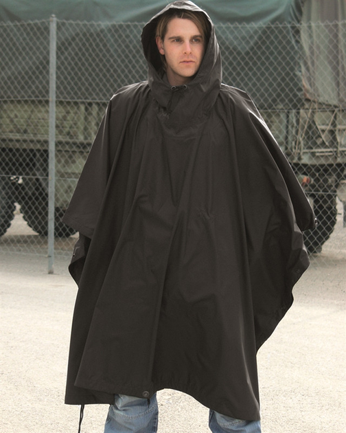 Пончо тактичне Mil-Tec One size Плащ-палатка One size Чорний PONCHO PE R/S 780GR. SCHWARZ (10630002) - изображение 2