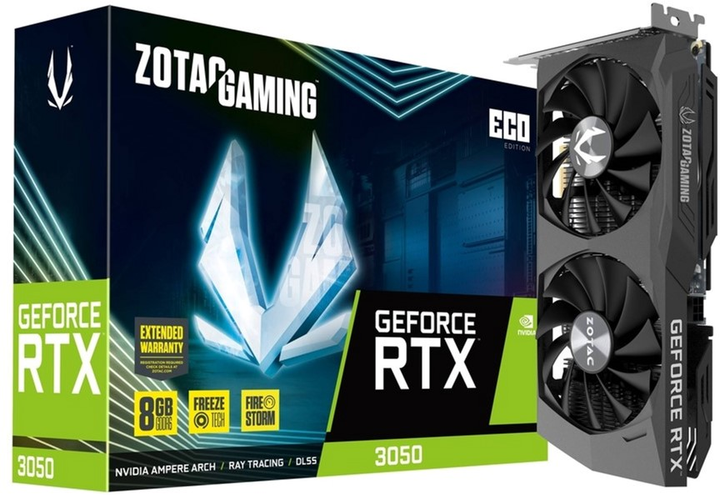 Відеокарта Zotac PCI-Ex GeForce RTX 3050 GAMING ECO 8GB GDDR6 (128bit) (1777/14000) (1 x HDMI, 3 x DisplayPort) (ZT-A30500K-10M) - зображення 7