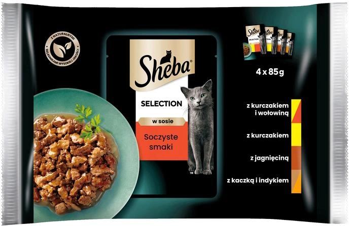 Вологий корм для котів Sheba Selection соковиті смаки 4 х 85 г (3065890100145) - зображення 1