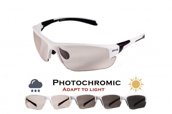 Окуляри фотохромні (захисні) Global Vision Hercules-7 White Photochromic (clear), фотохромні прозорі в білій оправі - зображення 1