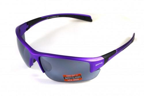 Окуляри захисні Global Vision Hercules-7 Purple (silver mirror) дзеркальні чорні у фіолетовій оправі - зображення 1