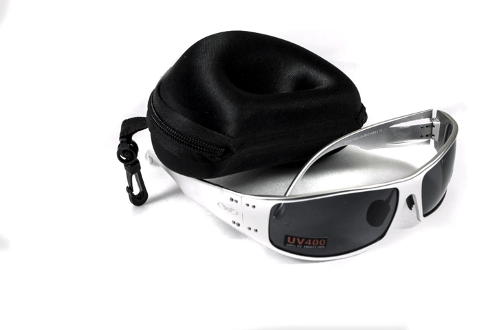 Очки защитные открытые Global Vision Bad-Ass-2 Silver (gray), серые серебристой металлической оправе - изображение 2