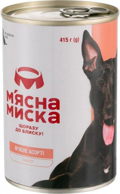 Мясной паштет для взрослых собак Мясная миска (мясное ассорти), 415 г ...