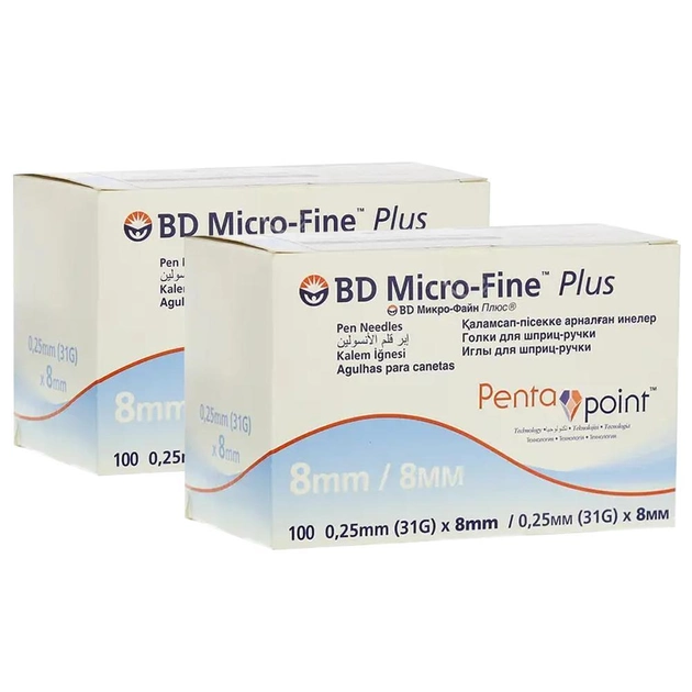 Иглы для инсулиновых ручек "BD Micro-Fine Plus" 8 мм (31G x 0,25 мм), 200 шт. - изображение 1