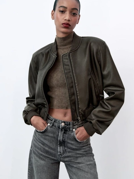 キ*キ様 イエナ　　ギャザーBZ Бомбер женский Zara 464381558 XXL Коричневый (1159798453