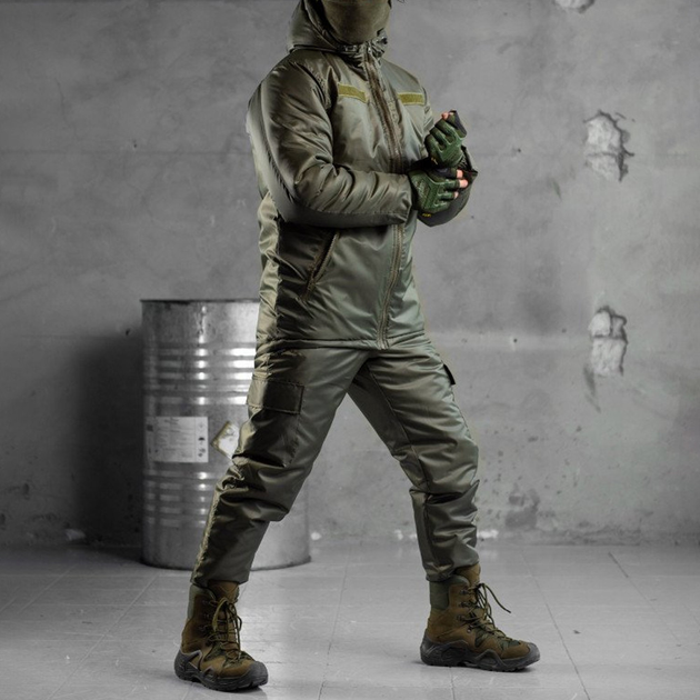 Зимний костюм "Leader" OMNI-HEAT на синтепоне / Комплект куртка + брюки олива размер S - изображение 2