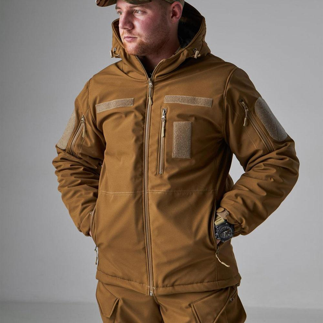 Зимовий Костюм Soft Shell на Omni-Heat з капюшоном / Чоловіча Форма Куртка + Штани койот розмір M - зображення 2