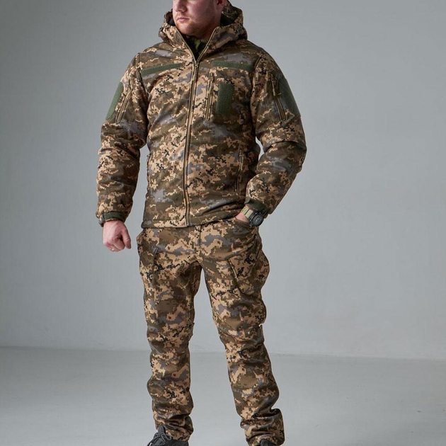 Зимовий Костюм Soft Shell на Omni-Heat з капюшоном / Чоловіча Форма Куртка + Штани піксель розмір M - зображення 1