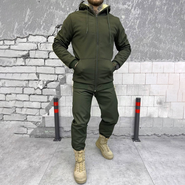 Чоловічий зимовий костюм Softshell на хутрі / Куртка + штани "Splinter k5" олива розмір XL - зображення 1