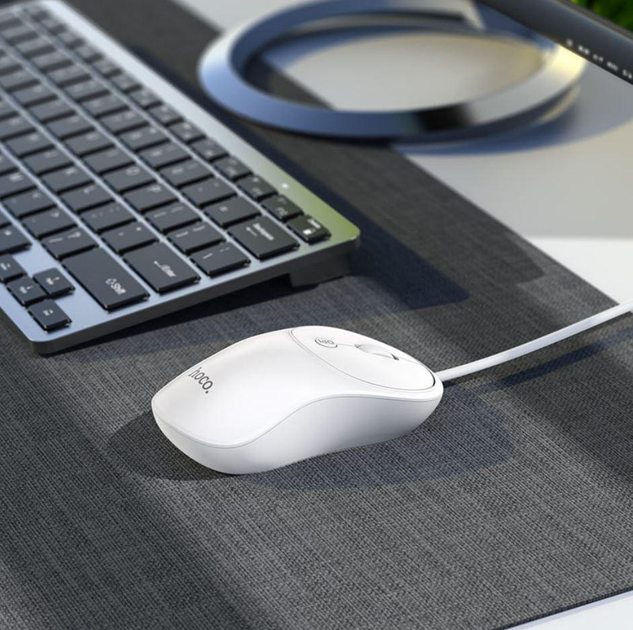 Проводная компьютерная мышь USB Plug & Play Hoco GMI3 белая - изображение 5