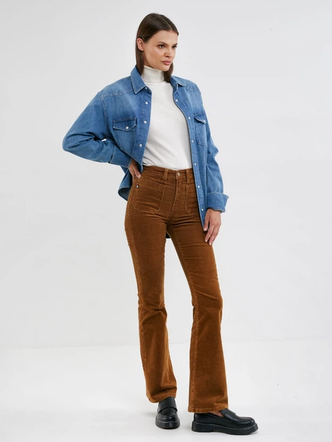 Spodnie dzwony damskie sztruksowe Big Star Yasemin Cord-803 28-32 Brązowe (5900714692117) - obraz 5