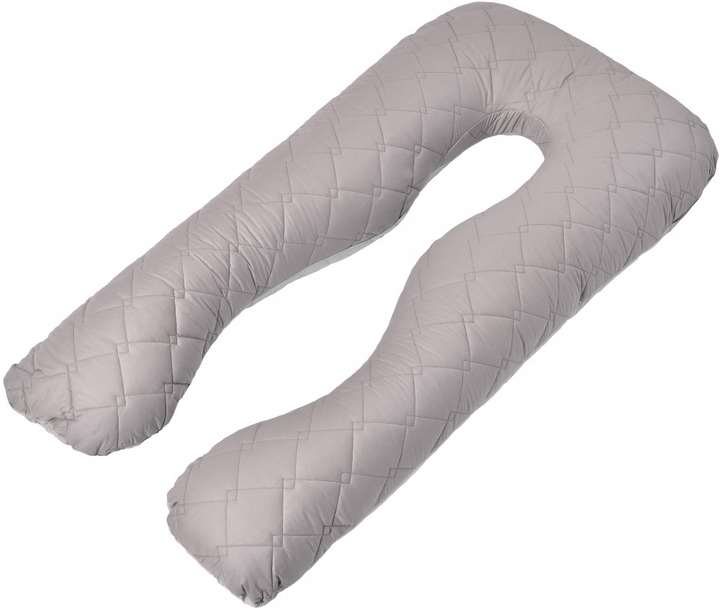 Акция на Наволочка на П-подушку для вагітних IDEIA Мікрофібра Сіро-біла Стьобана з блискавкою 140х75х20 см от Rozetka
