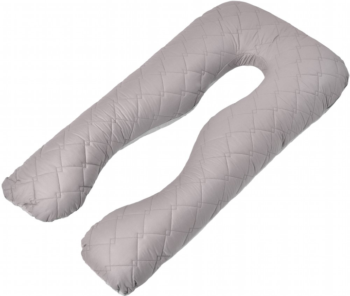 Акція на Наволочка на П-подушку для вагітних IDEIA Мікрофібра Світло-сіра Стьобана з блискавкою 140х75х20 см від Rozetka