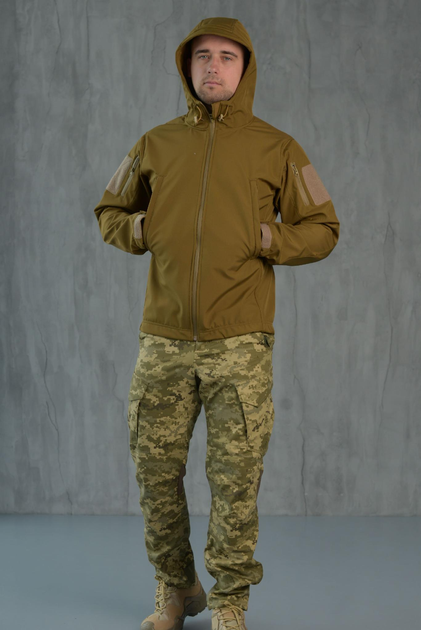Куртка Softshell мужская KOYOT с Флисовой подкладкой цвет койот / Демисезонная водонепроницаемая S - изображение 2