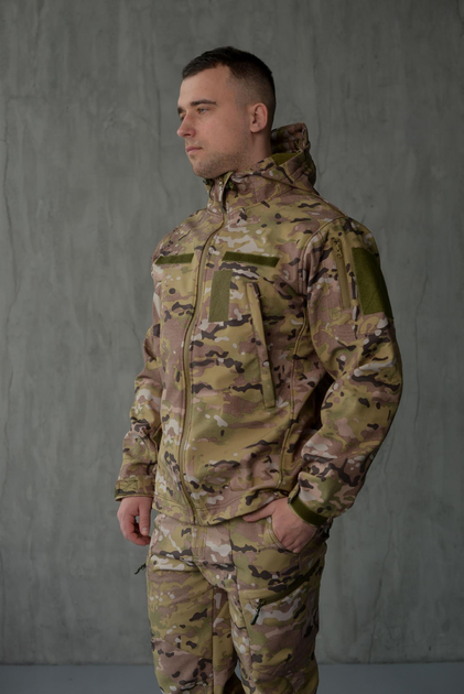 Куртка Softshell мужская Multicam с Флисовой подкладкой цвет Мультикам / Демисезонная водонепроницаемая M - изображение 1