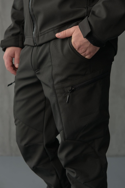 Брюки мужские SoftShell для полиции на флисе с высокой посадкой / Ветро и водозащитные штаны S - изображение 2