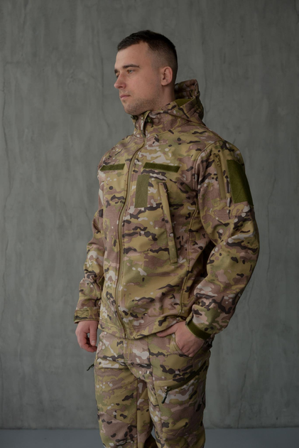 Куртка Softshell чоловіча Multicam з Флісовою підкладкою колір мультикам / Демісезонна водонепроникна 3XL - зображення 1