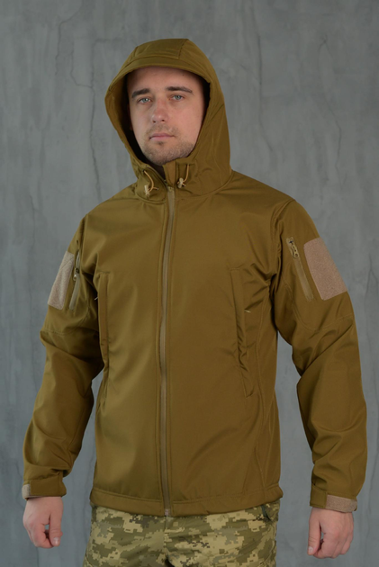Куртка Softshell мужская KOYOT с Флисовой подкладкой цвет койот / Демисезонная водонепроницаемая 2XL - изображение 1