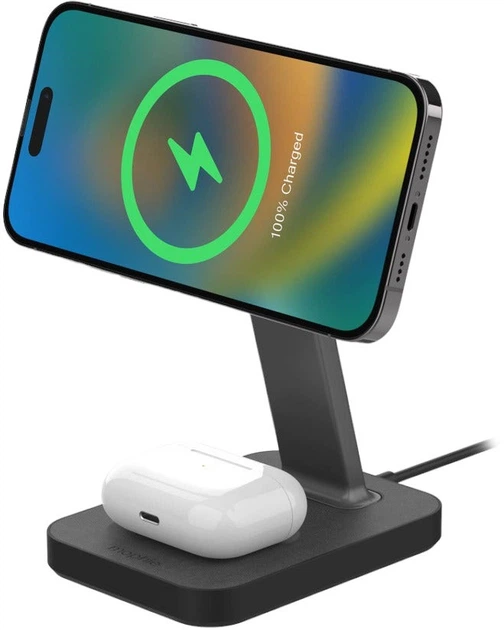 Бездротовий зарядний пристрій Mophie Snap+ 15W Charging Stand & Pad Чорний (401309751) - зображення 3