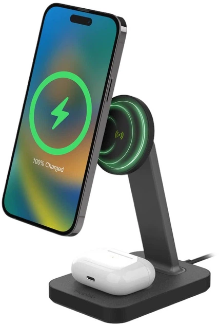 Бездротовий зарядний пристрій Mophie Snap+ 15W Charging Stand & Pad Чорний (401309751) - зображення 4