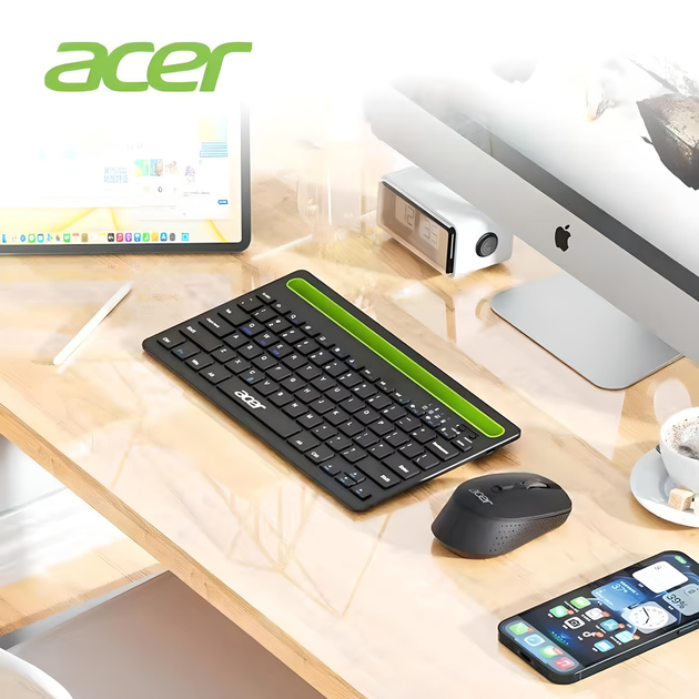 Бездротовий комплект ACER клавіатура OKR212 + миша M155, Bluetooth+USB2.4 ГГц, з акумулятором, чорний - зображення 2