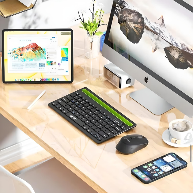 Бездротовий комплект ACER клавіатура OKR212 + миша M155, Bluetooth+USB2.4 ГГц, з акумулятором, чорний - зображення 6