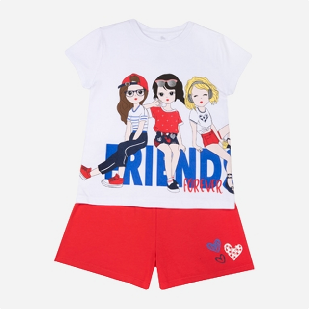 Дитячий літній комплект (футболка + шорти) для дівчинки Chicco 09076983000000 104 см Червоний (8059609061419) - зображення 1