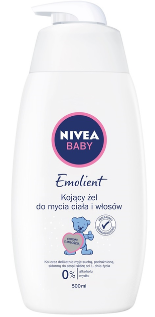 Гель для купання Nivea Baby Emolient для тіла і волосся заспокійливий 500 мл (5900017041100) - зображення 1