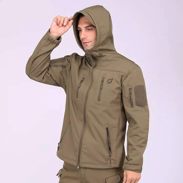Тактическая куртка Eagle Soft Shell JA-01-0 с флисом Olive Green 4XL - изображение 2