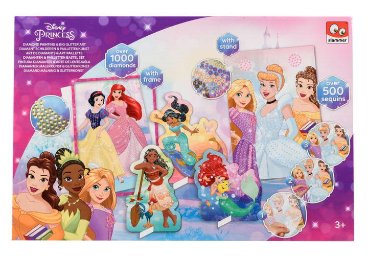 Diamentowa mozaika Disney Princess 2 in 1 z cekinami 1500 elementów (8719668001749) - obraz 1
