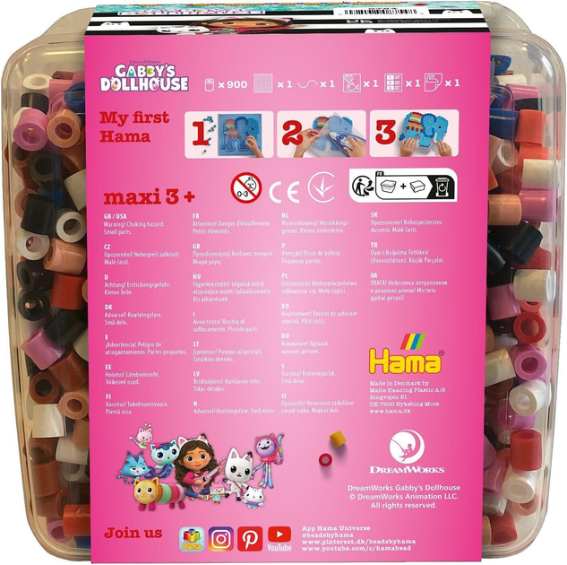 Мозаїка Hama Gabby's Dollhouse Maxi Beads and Pegboard 900 деталей (0028178087548) - зображення 2