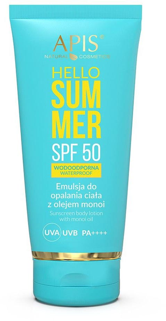 Емульсія для засмаги Apis Hello Summer з олією моноі SPF 50 200 мл (5901810049546) - зображення 1