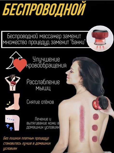 Лимфодренажный массажер для тела с прогревом LY-122, Электрический вакуумный - изображение 4