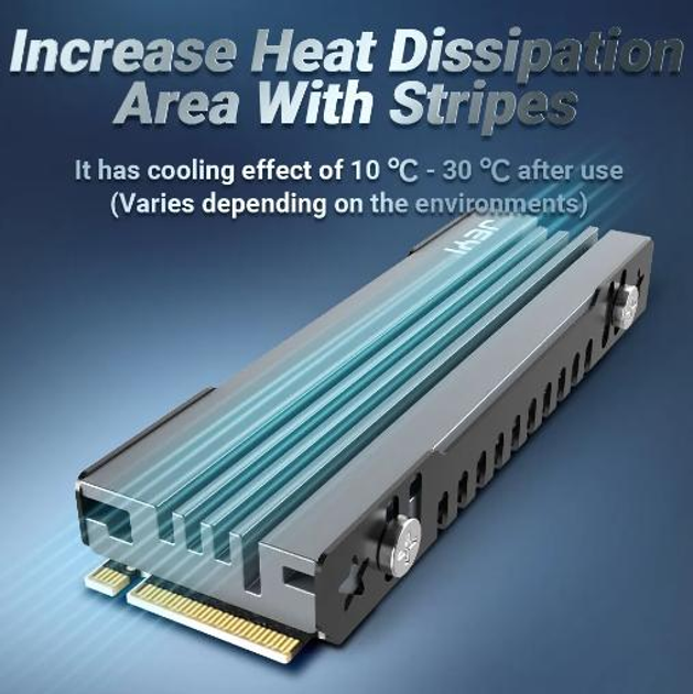 Радіатор охолоджуючий JEYI M.2 SSD 2280 NVME/NGFF, алюмінієвий радіатор - зображення 2