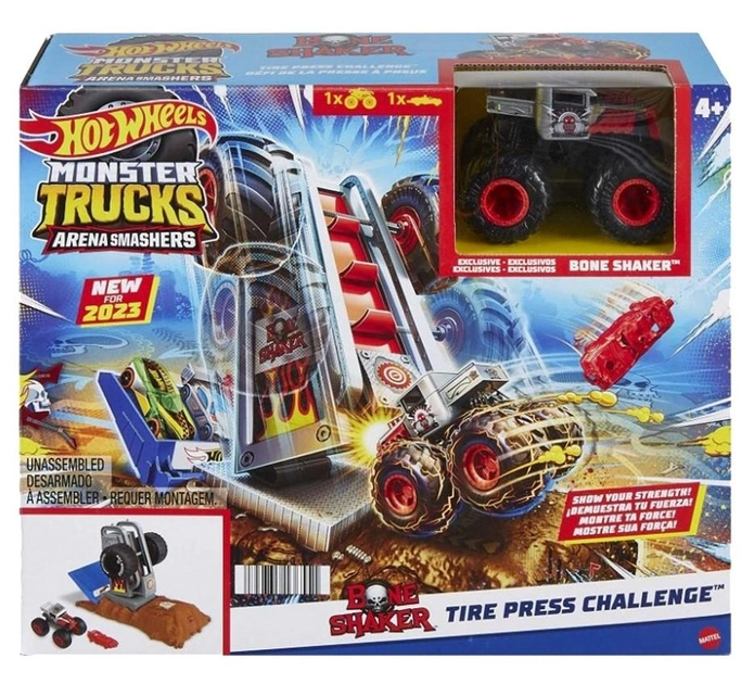Ігровий набір Hot Wheels Monster Trucks Arena Smasher Bone Shaker Tire Challenge (1947351365510) - зображення 1
