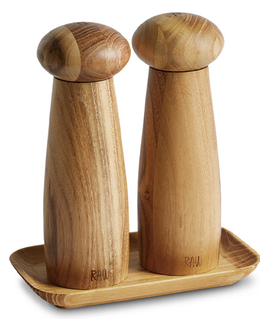 Solniczka i pieprzniczka Raw Aida Teak wood ceramic grinder set (5709554147548) - obraz 1
