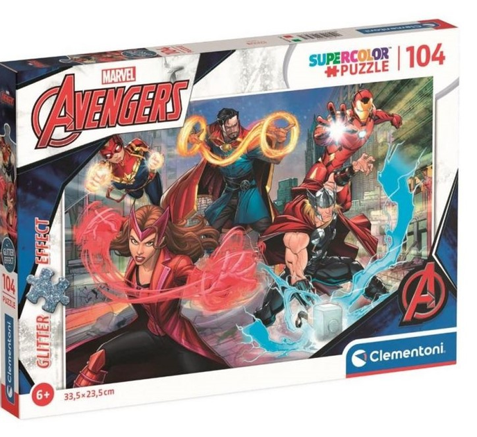 Puzzle Clementoni Marvel Avengers Glitter Effet 33.5 x 23.5 cm 104 elementy (8005125203475) - obraz 1